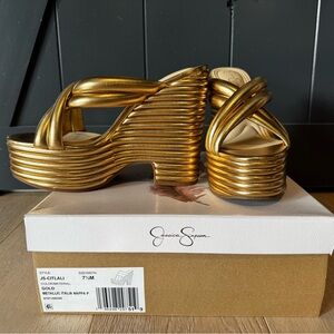 Jessica Simpson Citlali Gold Heels | Women’s 7.5M